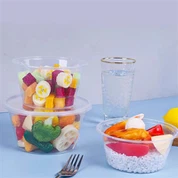 Storas plastikinis, permatoma juosta dengtas sriubos dubuo